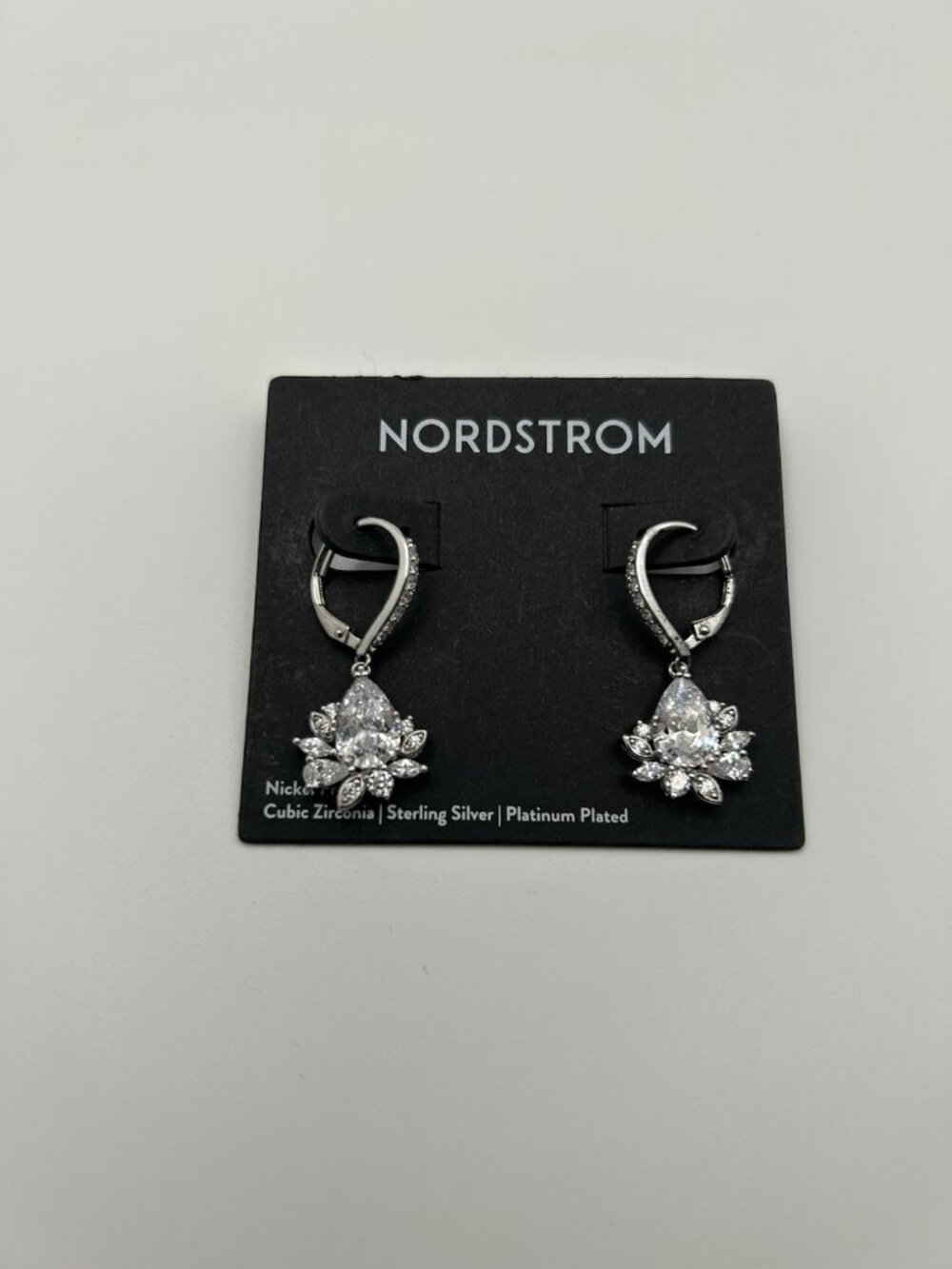 NWT Nordstrom formal dangle earrings Silver Tone rhinestone Wedding jewelry